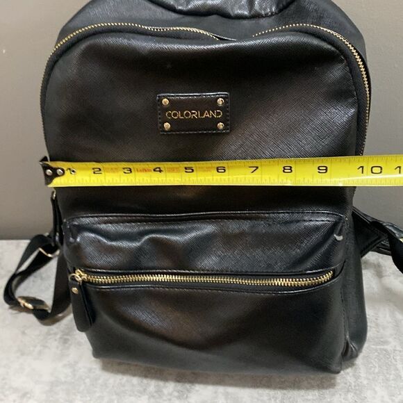 Colorland Black Faux Leather with Bright Red Interior Backpack Medium - Picture 4 of 16